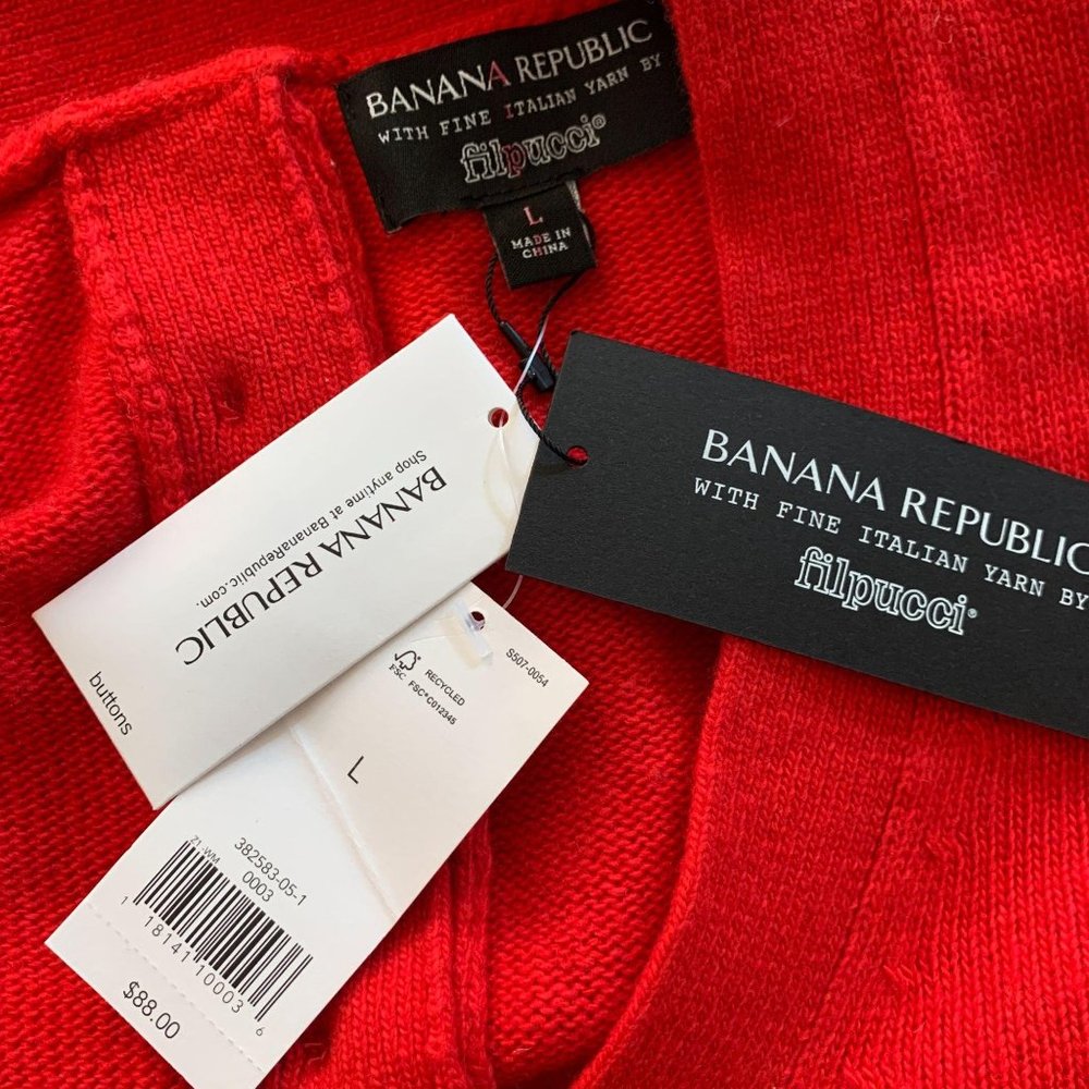 Banana Republic Filpucci Button Back Wool V Neck S - Picture 5 of 7
